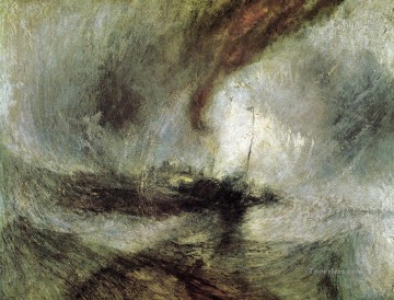 Tormenta de nieve Barco de vapor frente a Harbours Mouth Romántico Turner Pinturas al óleo